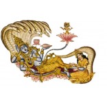 Painting of Lord Vishnu and Goddess Lakshmi in white background